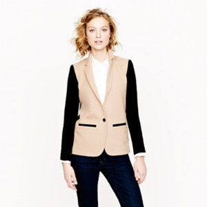 J CREW Color Block Black & Tan Blazer Size 12